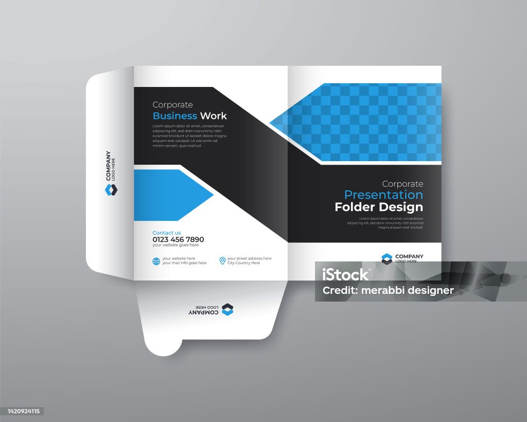 Folder Layout Text Business Folder For Files Presentation Folder Blue Color Design The ...