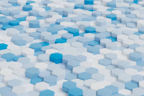 istock Geometric hexagons  white and blue colors, luxury abstract background. Concepts and ideas for medicine, science and technology. 3d rendering illustration. 1420924455