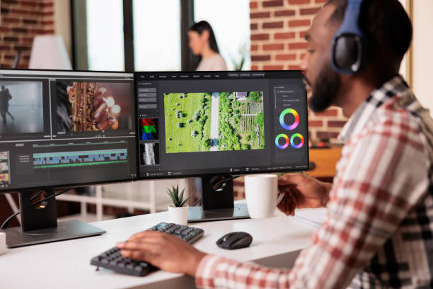 istock African american videographer editing film montage 1420926835