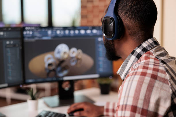 istock Male freelancer working on machinery construction 1420927706