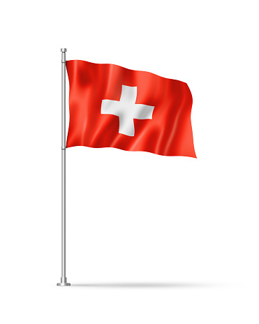 Switzerland flag, 3D illustration, isolated on white