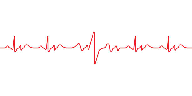 ilustrações, clipart, desenhos animados e ícones de hearbeat linha vermelha. traço vetorial vermelho pulso. linha cardio do ekg - heartbeat