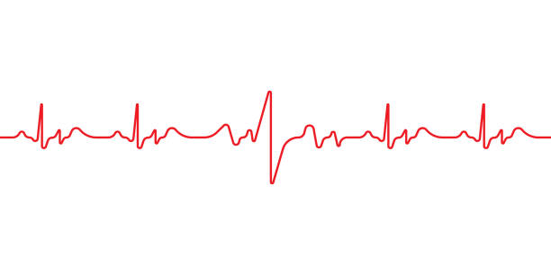 hearbeat red line. pulse red vector trace. ekg cardio line - nabız kontrolü stock illustrations