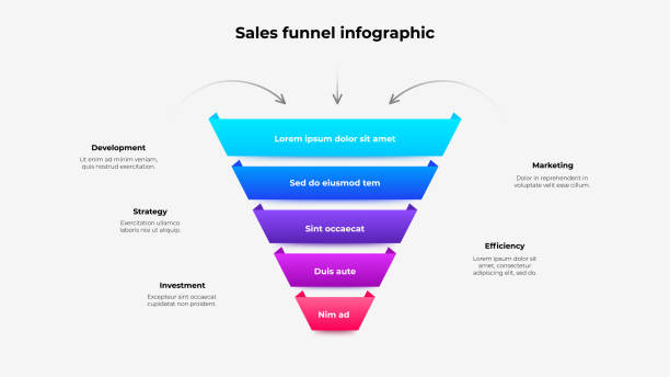istock Sales funnel infographic. Creative diagram divided into 5 parts, steps or options. 1420933427