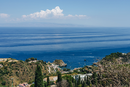 View from Taormina to the beautiful beaches of Sicily.