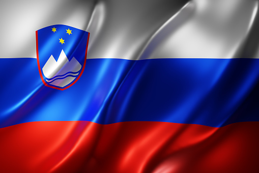 3d rendering of a detail of a silked Slovenia flag
