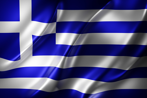 3d rendering of a detail of a silked Greece flag