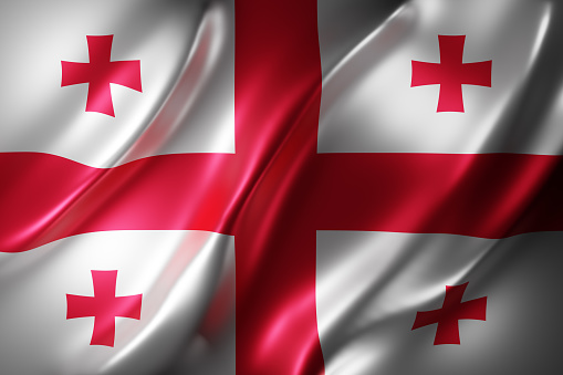 3d rendering of a detail of a silked Georgia flag