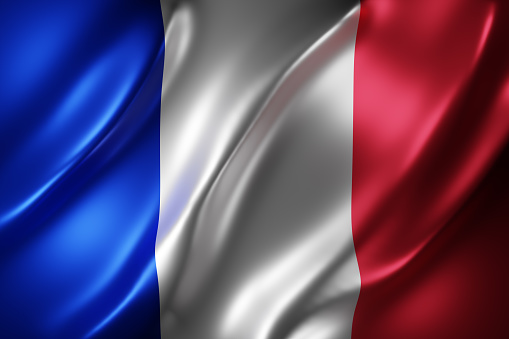 3d rendering of a detail of a silked France flag