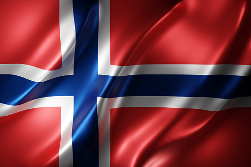 3d rendering of a detail of a silked Norway flag