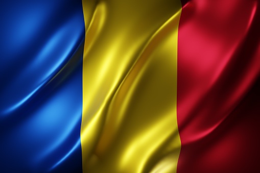 3d rendering of a detail of a silked Romania flag