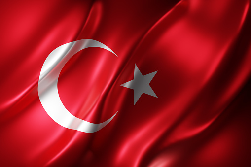 3d rendering of a detail of a silked Turkey flag