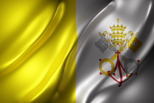 3d rendering of a detail of a silked Vatican flag
