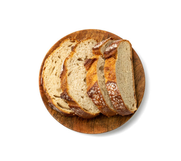 homemade sliced bread isolated - country bread imagens e fotografias de stock