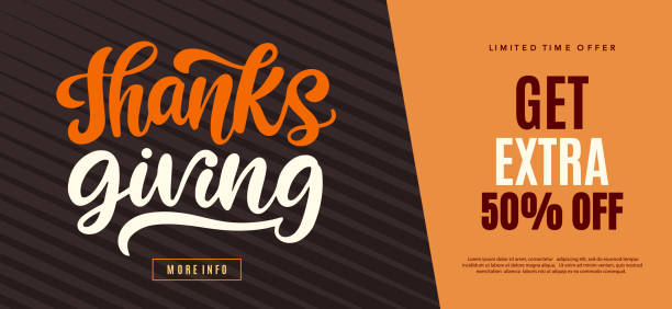 ilustrações de stock, clip art, desenhos animados e ícones de thanksgiving day sale banner template - thanksgiving backgrounds autumn falling