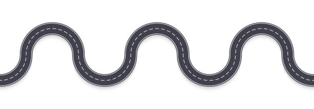 bildbanksillustrationer, clip art samt tecknat material och ikoner med road template. high view. curve asphalt highway. winding path or route. vector illustration. - winding road