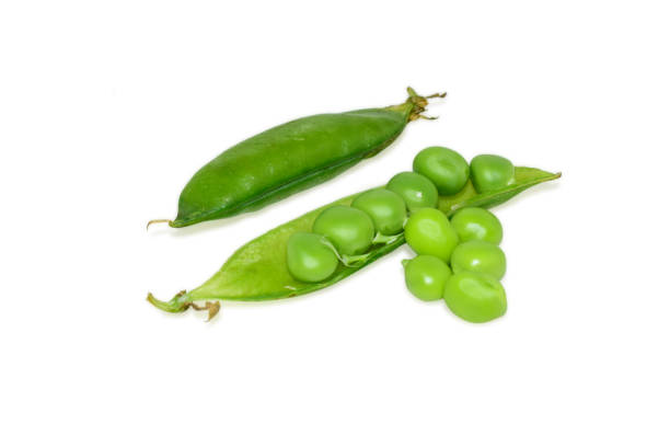 istock Sweet fresh green peas isolated on white background 1420955570
