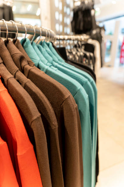 istock Close-up: casual clothes multi colored sweatshirts in clothing store 1420957410