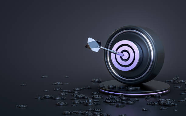 istock bullseye arrow sign 3d render abstract dark realistic iconic background 1420958826