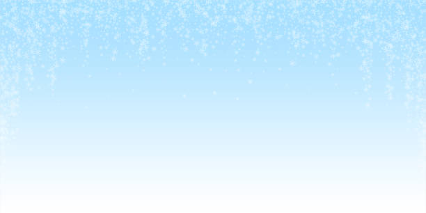 illustrations, cliparts, dessins animés et icônes de fond de neige tombant de noël. de subtils flocons de neige volants et des étoiles. modèle de superposition de flocons de neige argentés d’hiver festifs. illustration vectorielle - snowflake star silver snow