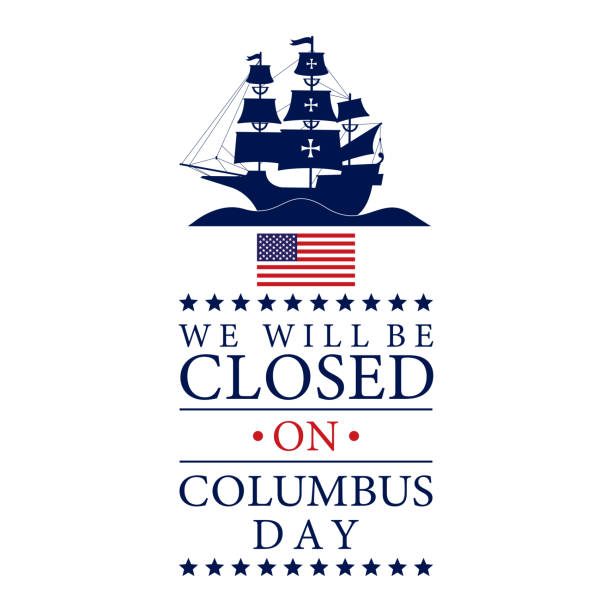 we wil be closed for columbus day usa background - barcelona sevilla stock illustrations