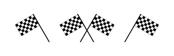 ikona flagi start, finish. symbol wyścigu. znak f1 wektor. - checkered flag auto racing flag sports race stock illustrations