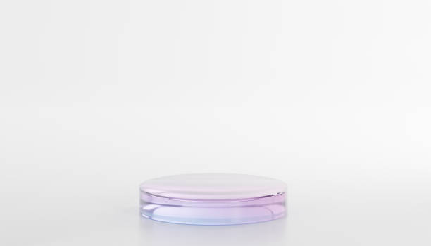 3D render.Purple Glass podium for product display on white background. 3D render.Purple Glass podium for product display on white background. crystal glassware stock pictures, royalty-free photos & images