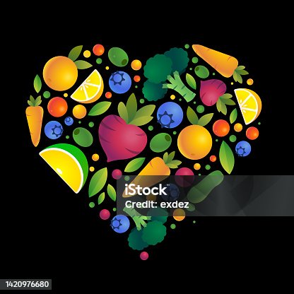 istock Heart shape design with healthy foods 1420976680