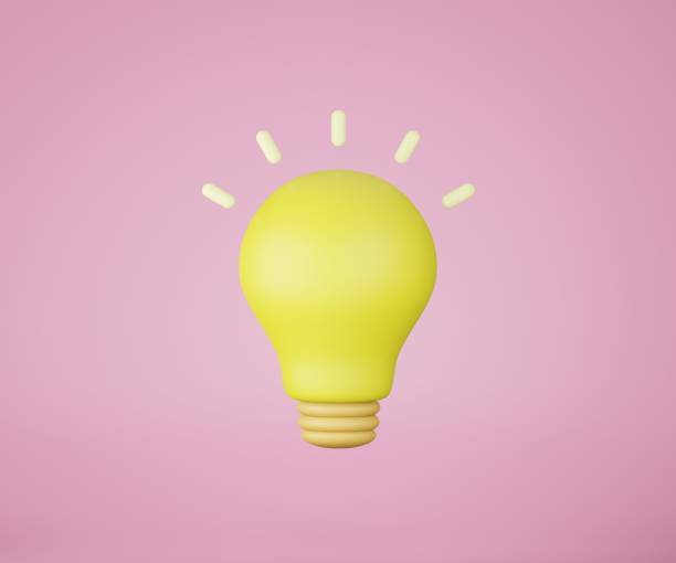 istock Light bulb on pink background, icon, bright idea concept. 3D rendering illustration. 1420977446