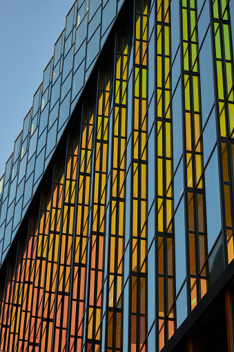 Modern glass architecture facade, Amsterdam, The Netherlands