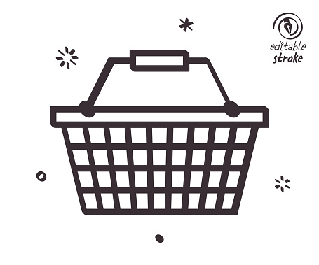 Shopping basket concept can fit various design projects. Modern and playful line vector illustration featuring the object drawn in outline style. It's also easy to change the stroke width and edit the color.
