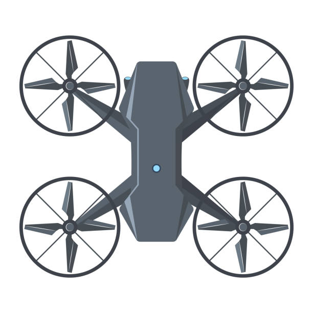 czarny dron powietrzny izolowany na białym tle. quadcopter widok z góry. - sports uniform audio stock illustrations