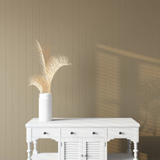 istock Old Drawer with Vase and Empty Beige Wall 1420995997