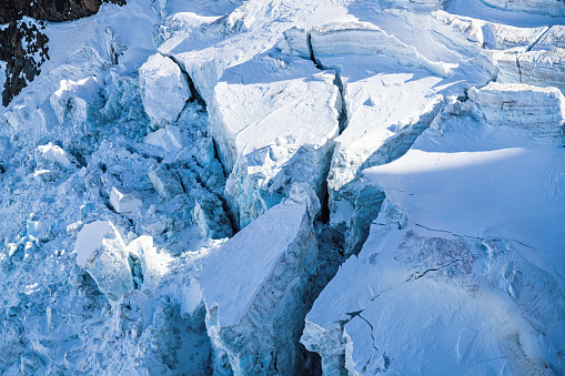 Glacier at Klein Matterhorn at winter ski resort Zermatt in Mattertal, Valais canton, Switzerland,. Taken by Sony a7R II, 42 Mpix.