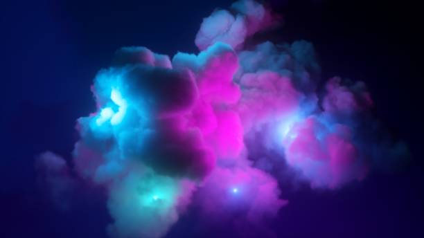 istock 3d render, mystical cloud glowing with pink blue neon light from inside, abstract background 1420998133