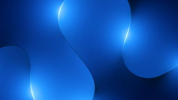 istock 3d render, abstract blue neon background with glowing curvy lines 1420999980
