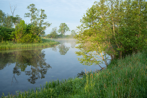 A view to Pärnu river on an early summer morning in Estonia, Northern Europe