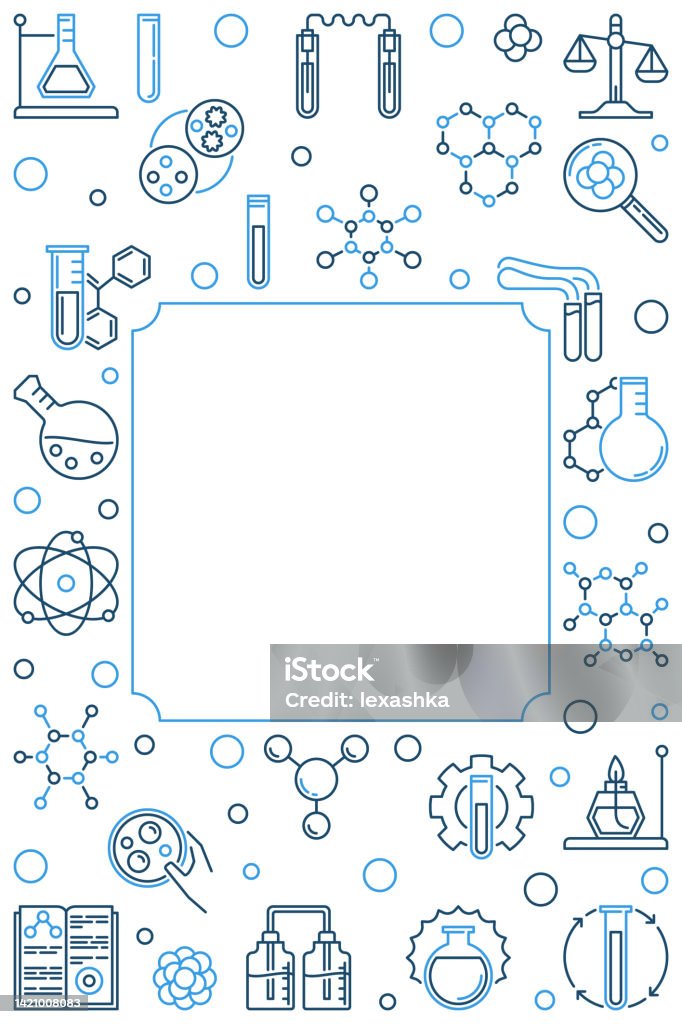 Text Science Frame Chemistry Science Vertical Linear Frame Vector Illustration Stock ...