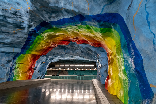 Stockholm, Sweden. 29 August 2022. Stadion subway station in Stockholm