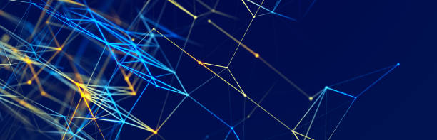 istock Colored polygonal structure. Beautiful illustration with connected dots and lines. Digital network background. 3D 1421012158
