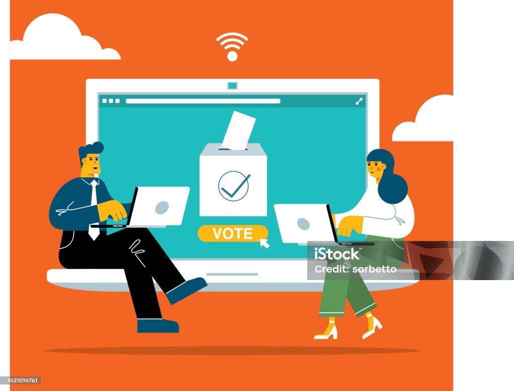 Voting Pc Laptop Online Voting Stock Illustration - Download Image Now - Voting ...