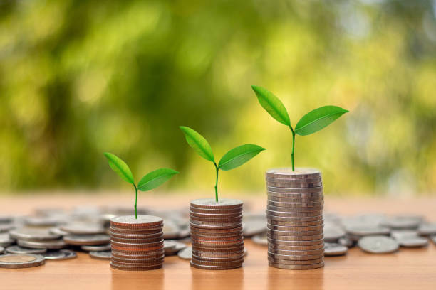 istock Coins stacked from low to high. (Saving concept) 1421018107