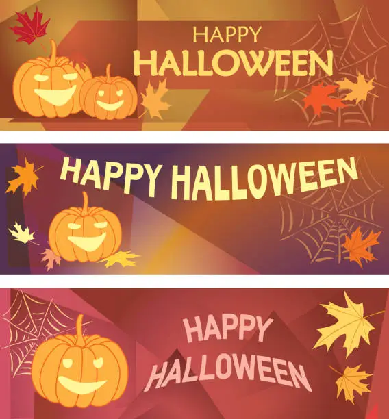 Vector illustration of abstract backgrounds - happy halloween - vector banners with pumpkins