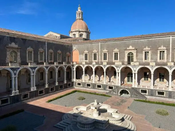 Courtyard of the Monastery of San Nicolò l'Arena in Catania, Sicily