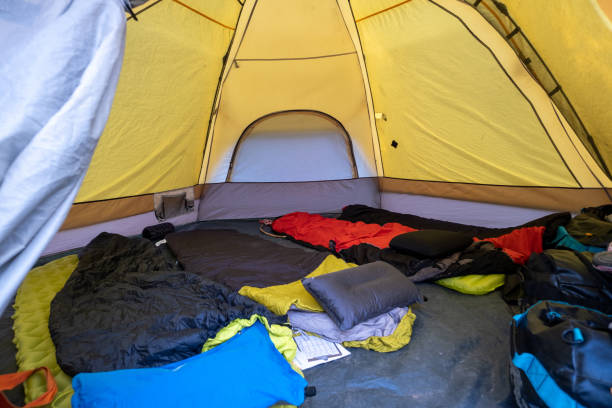 istock Tent with a families sleeping bags 1421022907