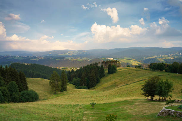 Road to Asiago near Pedescala, in Vicenza province, Veneto, Italy, at summer