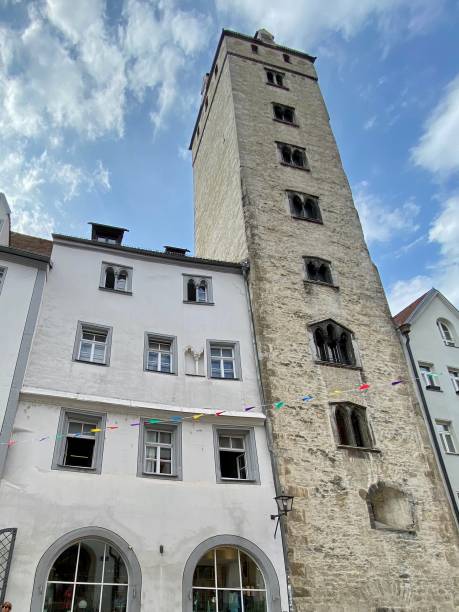 istock Medieval stone tower in Regensburg in Germany 1421034567