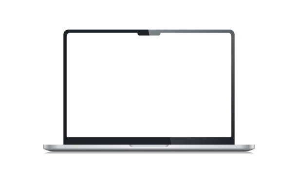 Realistische Vektor leerer weißer Bildschirm Laptop Mockup Vorlage ähnlich dem MacBook Pro isoliert auf weißem Hintergrund