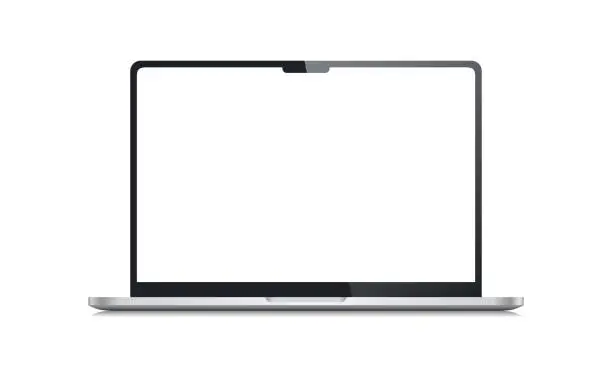 Vector illustration of Realistic macbook mockup. Blank white screen laptop vector template