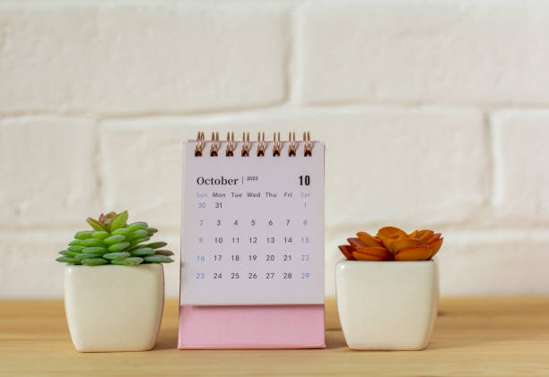 istock Desktop calendar for October 2022 on the desktop. 1421035877